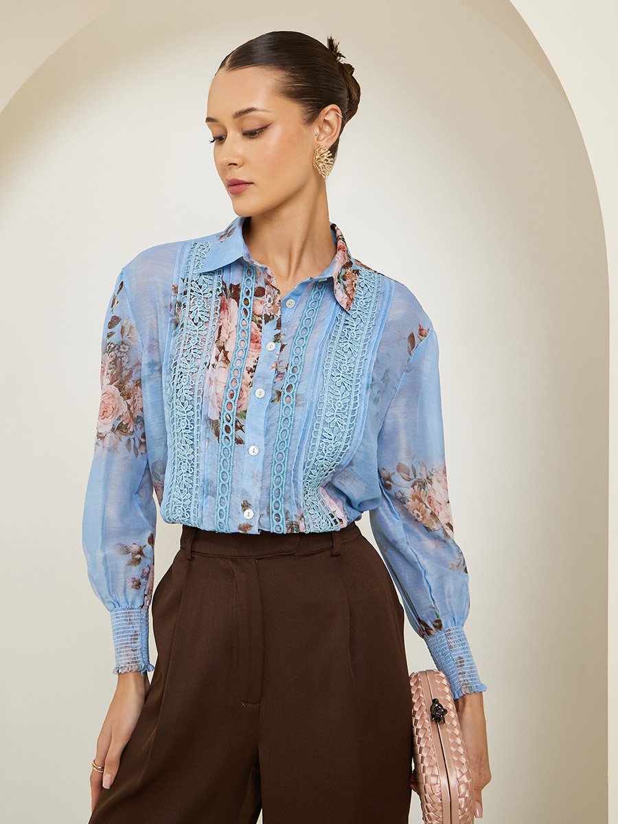 Women Floral Print Long Sleeve Shirt