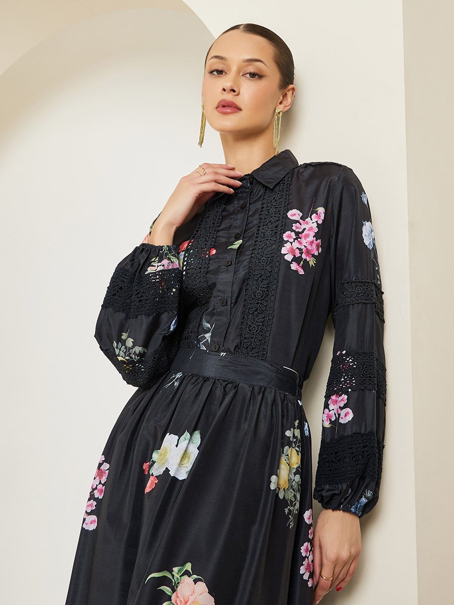 Women Floral Print Long Sleeve Shirt