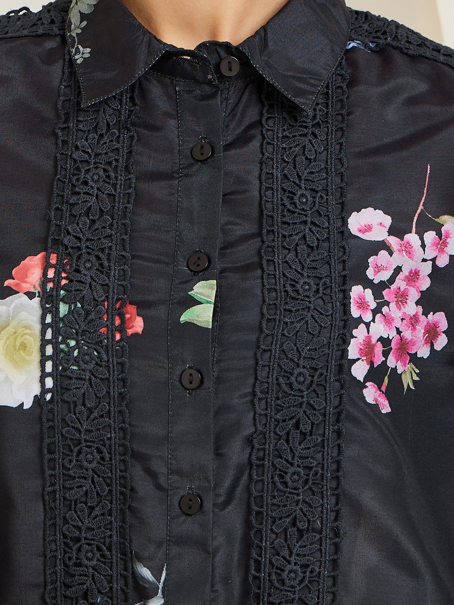 Women Floral Print Long Sleeve Shirt