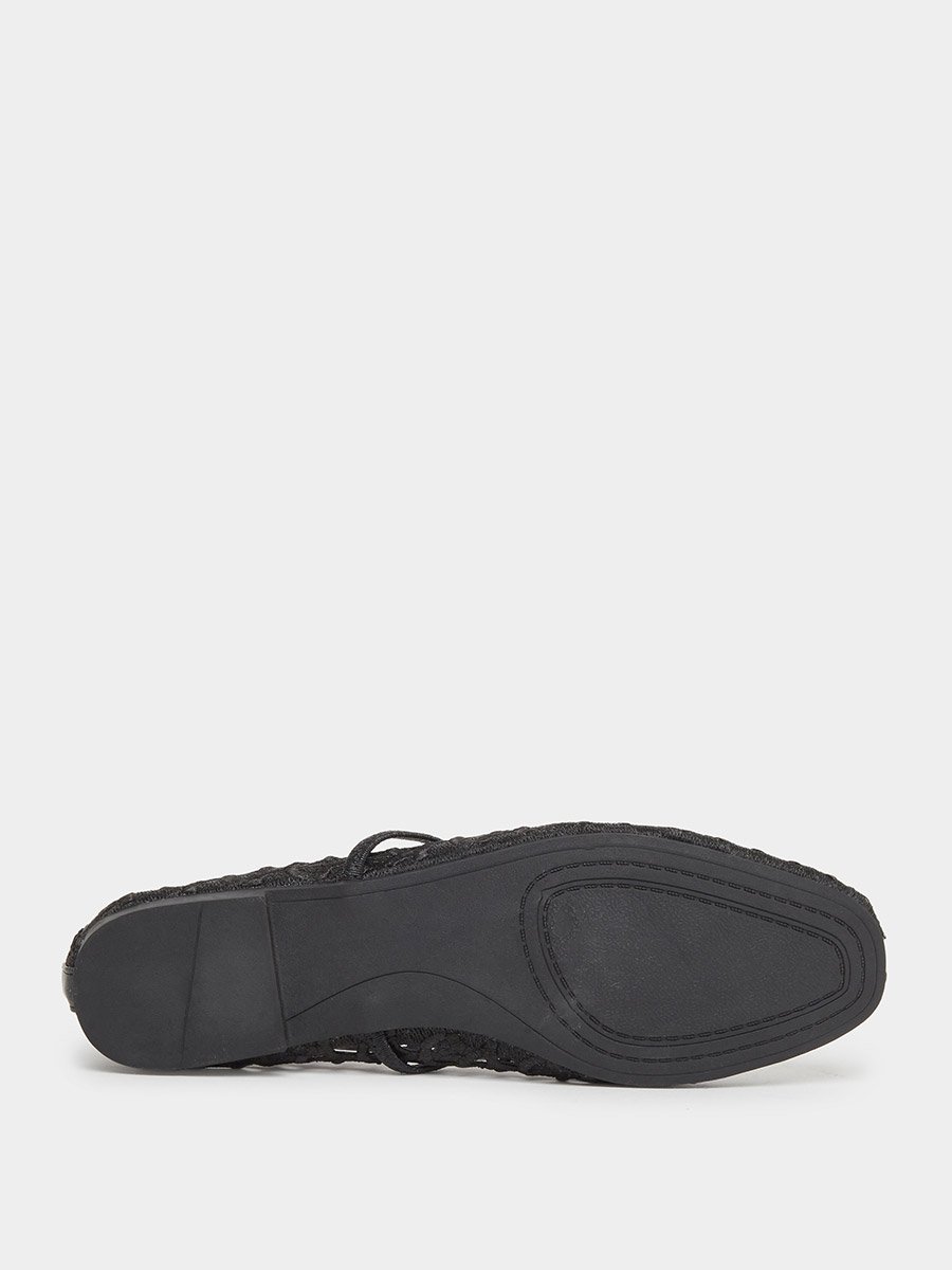 Black Mesh Mary Jane Flats For Women at UAE | Styli