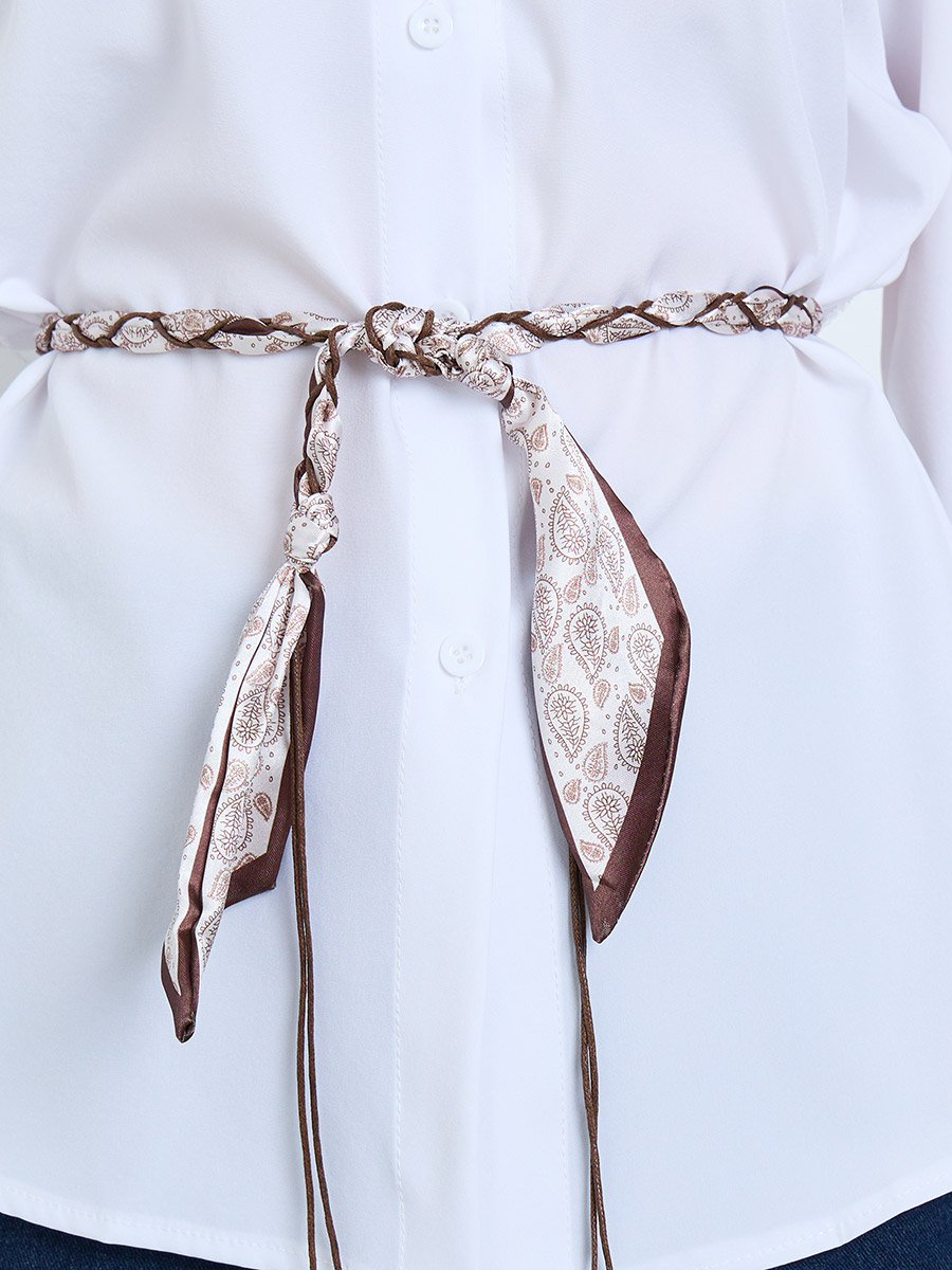 White Long Sleeve Shirt With Belt