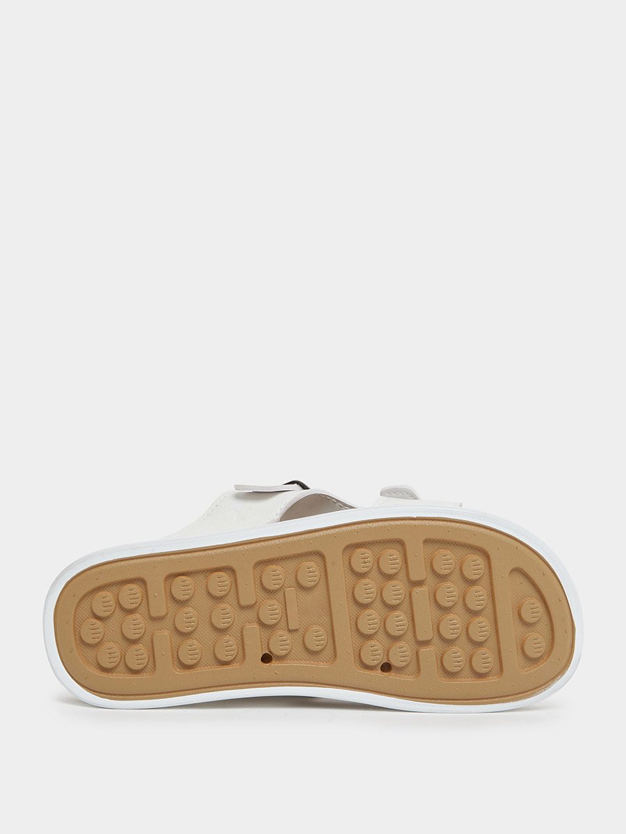 Men White Buckle Slide Sandals