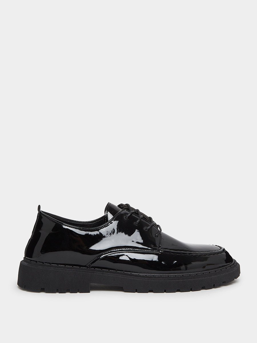 Glossy Black Lace-Up Formal Shoes