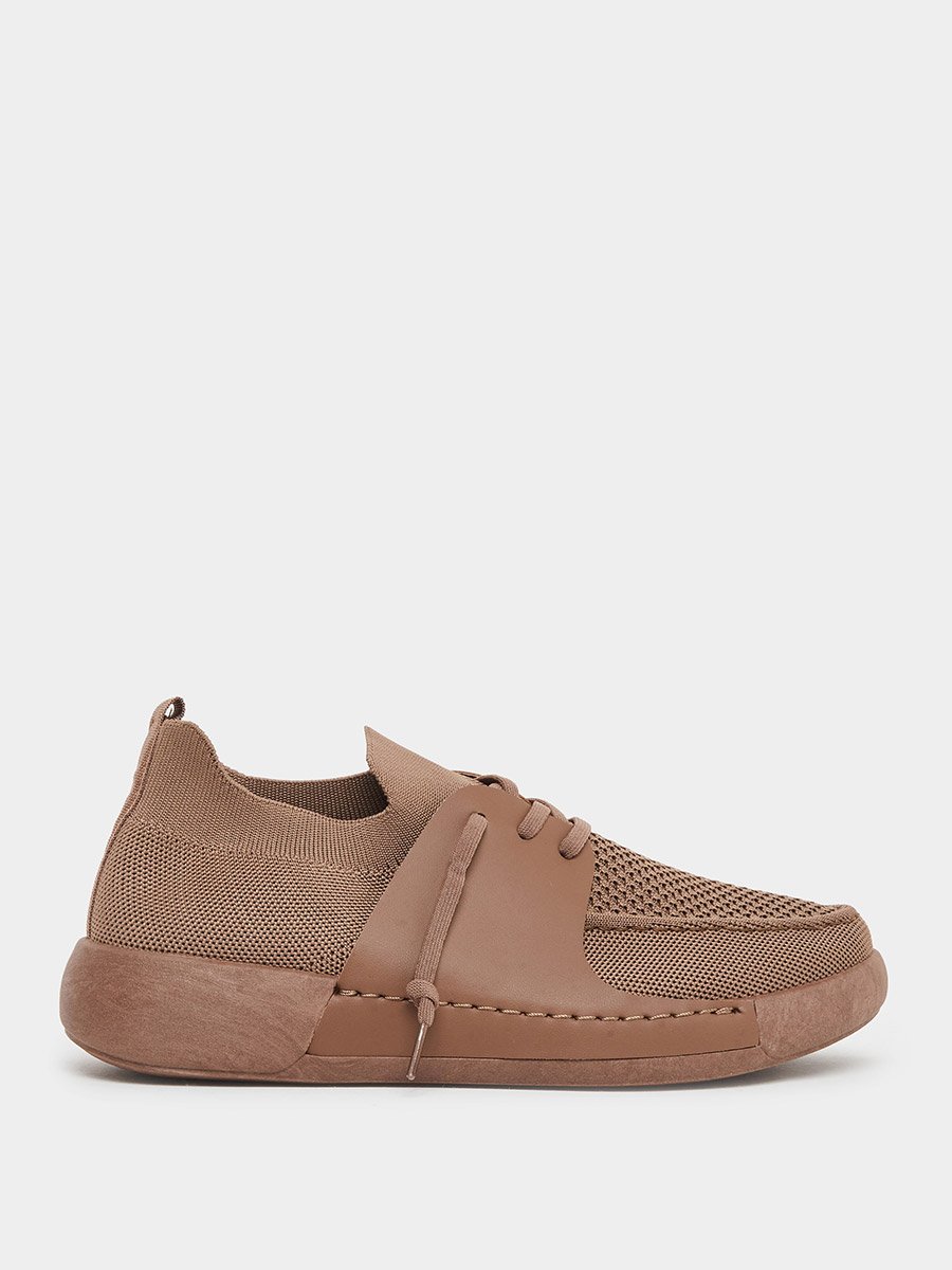 Men Beige Mesh Lace-Up Shoes