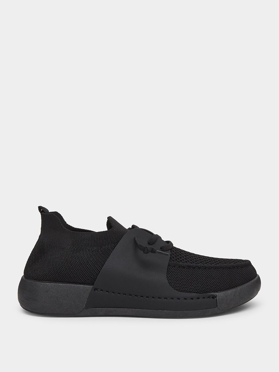 Black Lace-up Mesh Sneakers