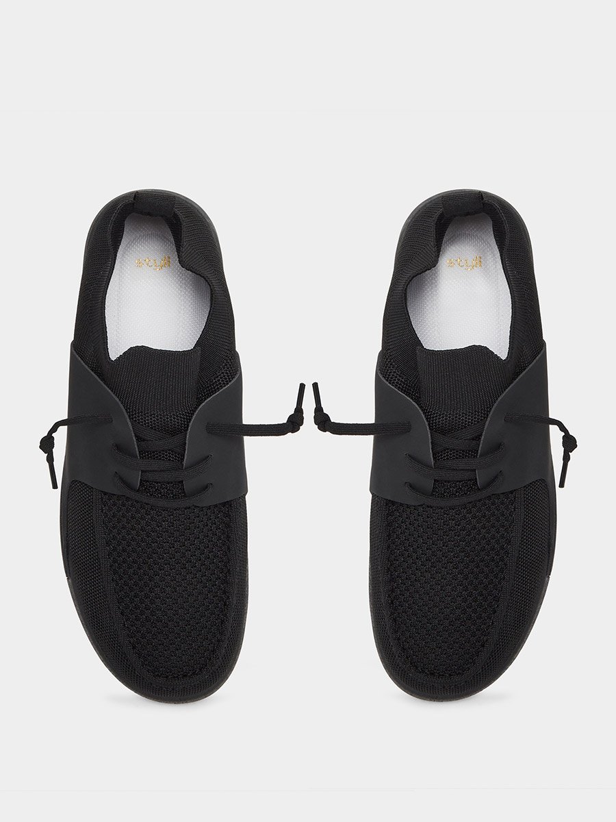 Black Lace-up Mesh Sneakers
