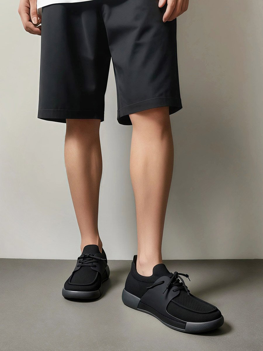 Black Lace-up Mesh Sneakers