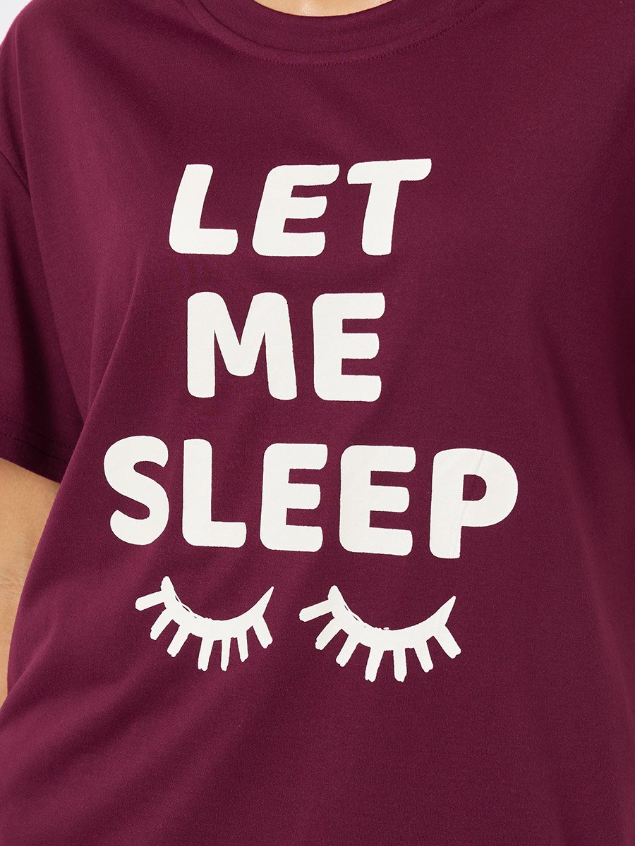 Let Me Sleep Graphic T-Shirt and Spot Print Pyjama Set