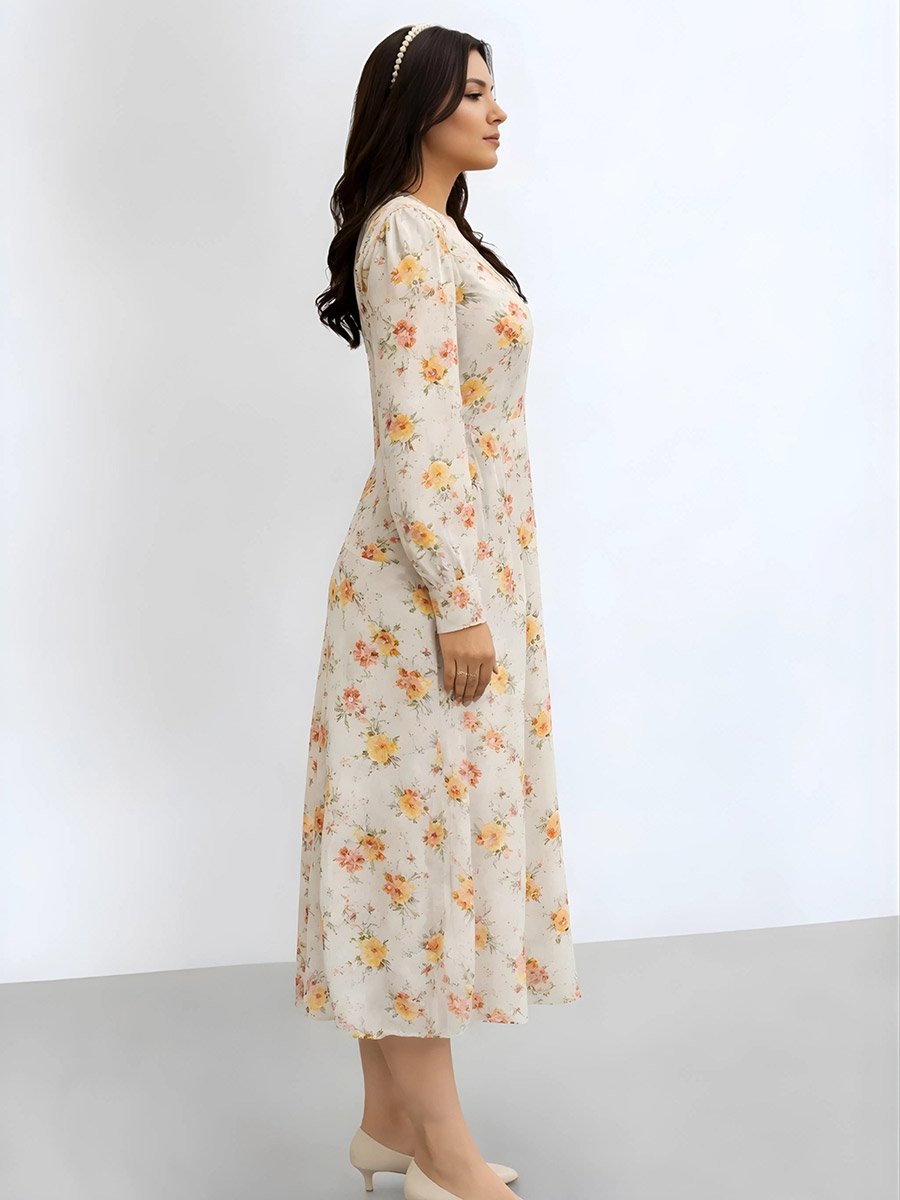 Women Floral Print Midi Dress