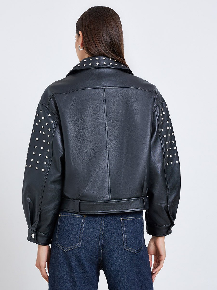 Studded Biker Jacket with Belt