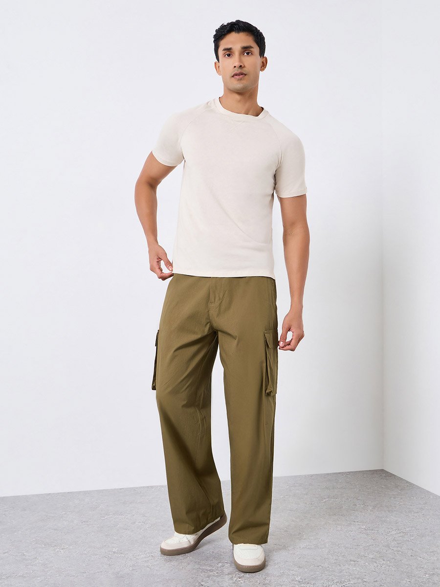 Men Olive Baggy Cargo Pants