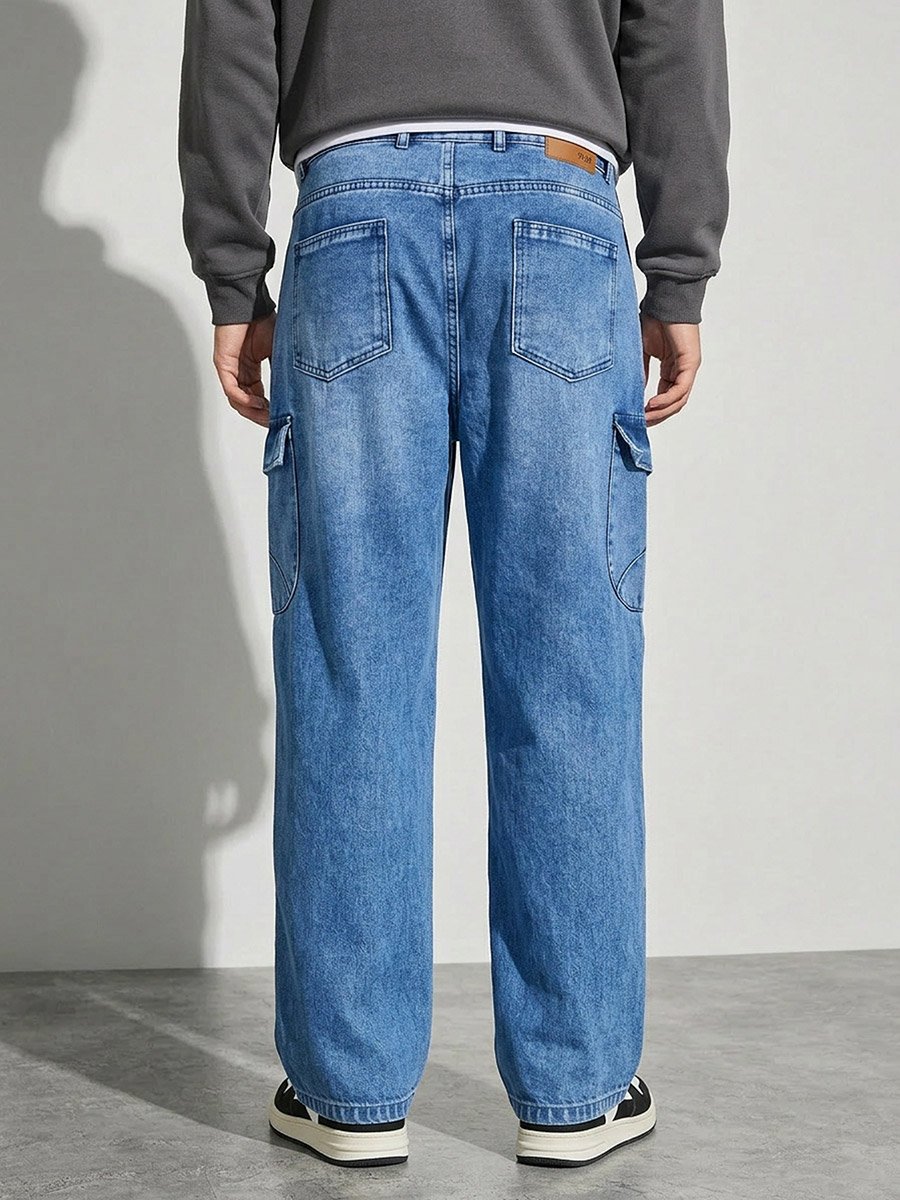 Men Baggy Fit Washed Jeans