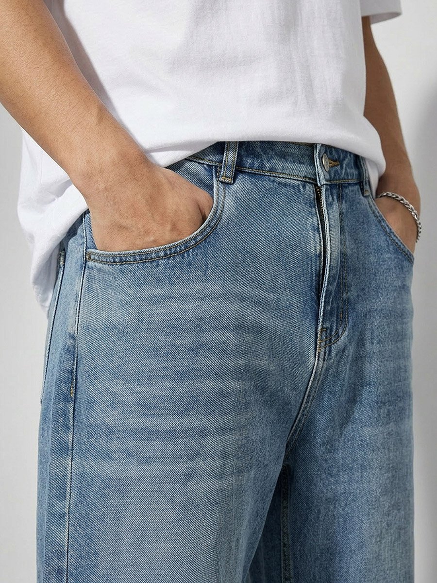 Men Loose Fit Faded Jeans