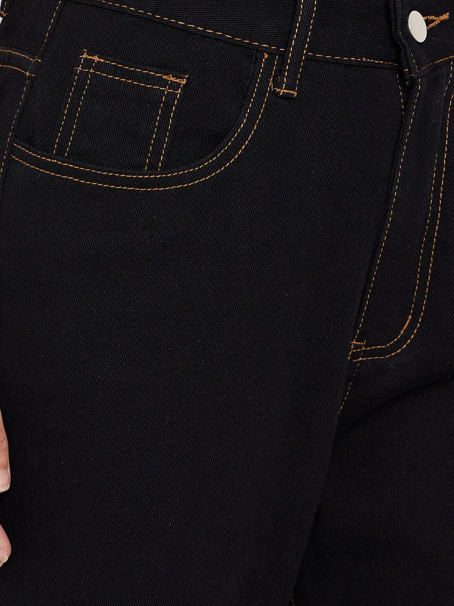 Black High Rise Wide Leg Jeans