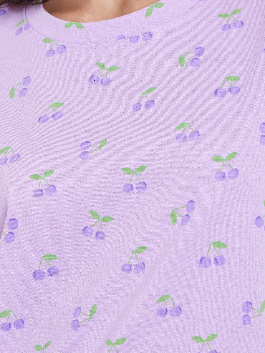 Pack of 2 - Purple Cherry Print Short Sleeve Nightdress
