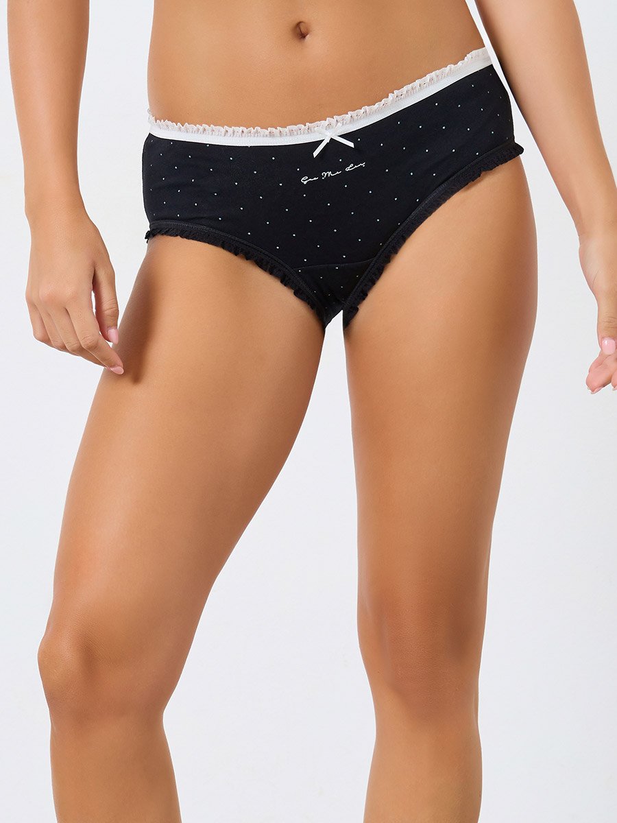 Pack of 4 - Cotton Polka Dot Print Hipster Brief