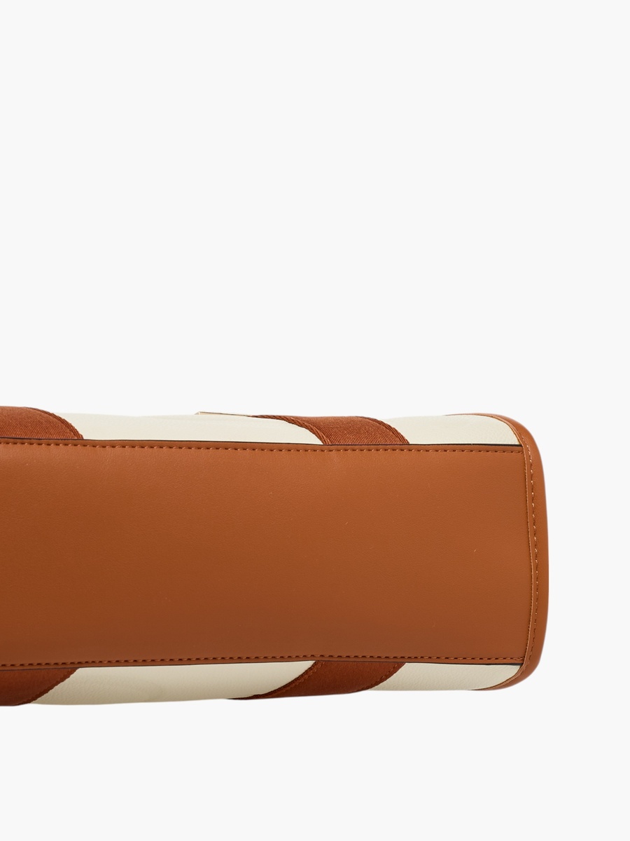 Embossed Tote Bag with Detachable Strap and Zip Closure