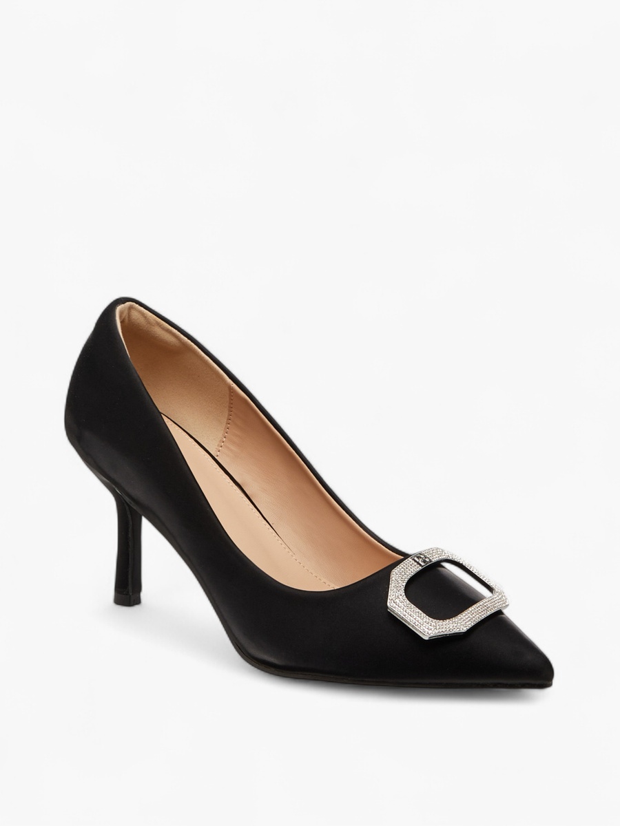 Embellished Pointed Toe Slip-On Shoes with Stiletto Heels