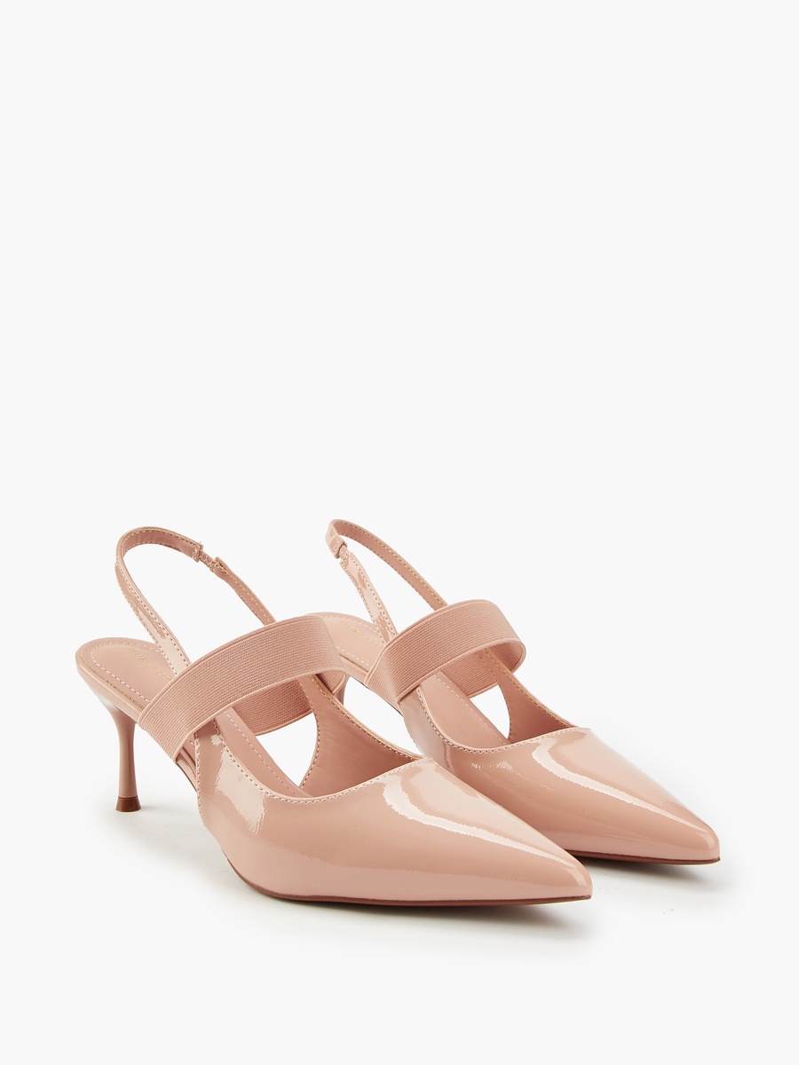 Solid Pointed Toe Slingback Shoes with Stiletto Heels