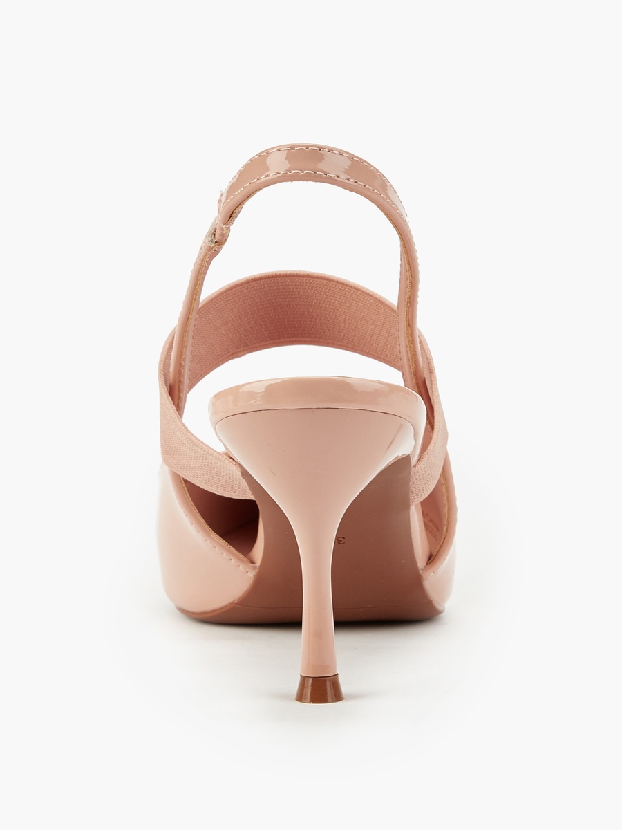 Solid Pointed Toe Slingback Shoes with Stiletto Heels