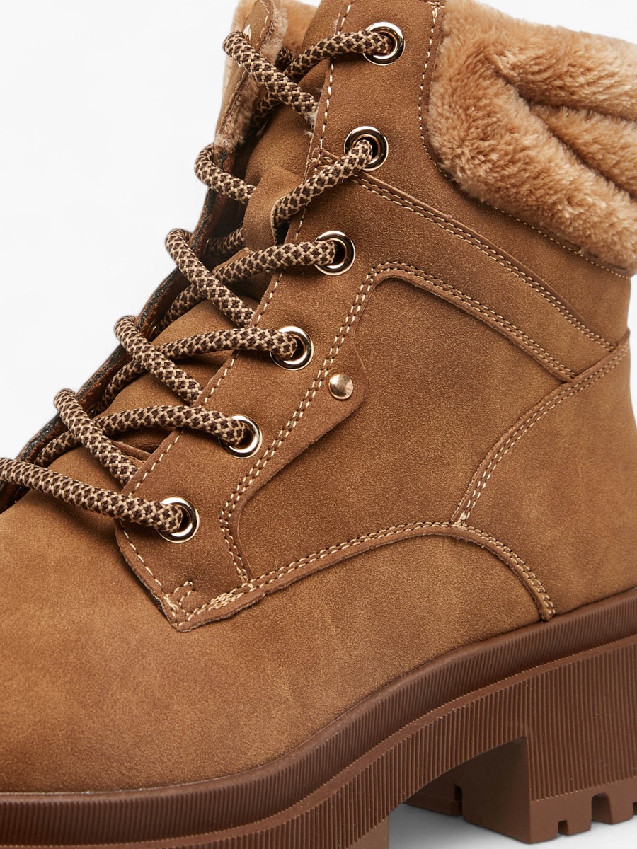 Solid Lace-Up Ankle Boots with Pull Tab