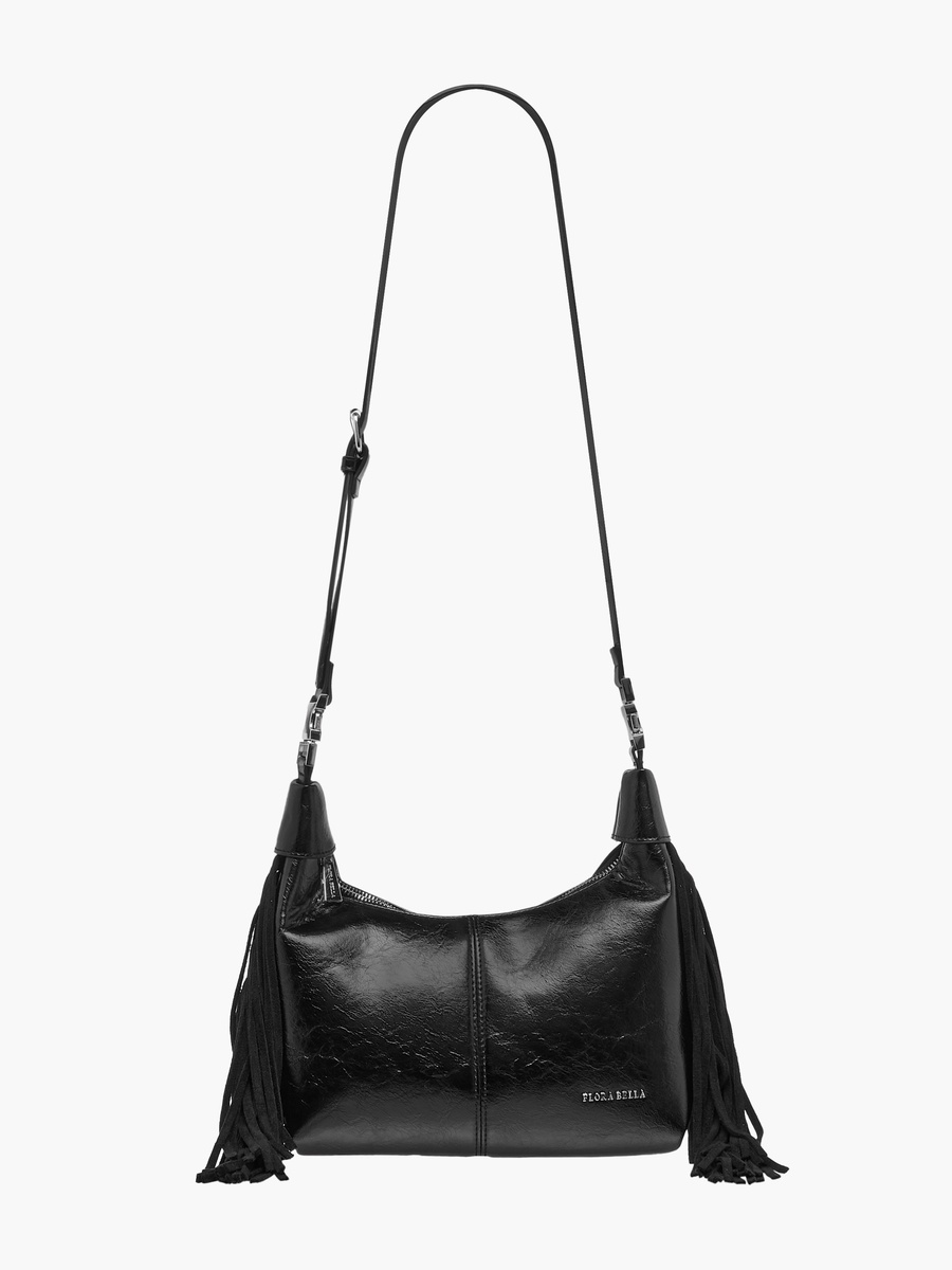 Textured Shoulder Bag with Adjustable Strap and Zip Closure