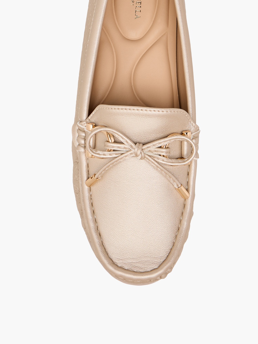 Monogram Embossed Moccasins with Bow Accent