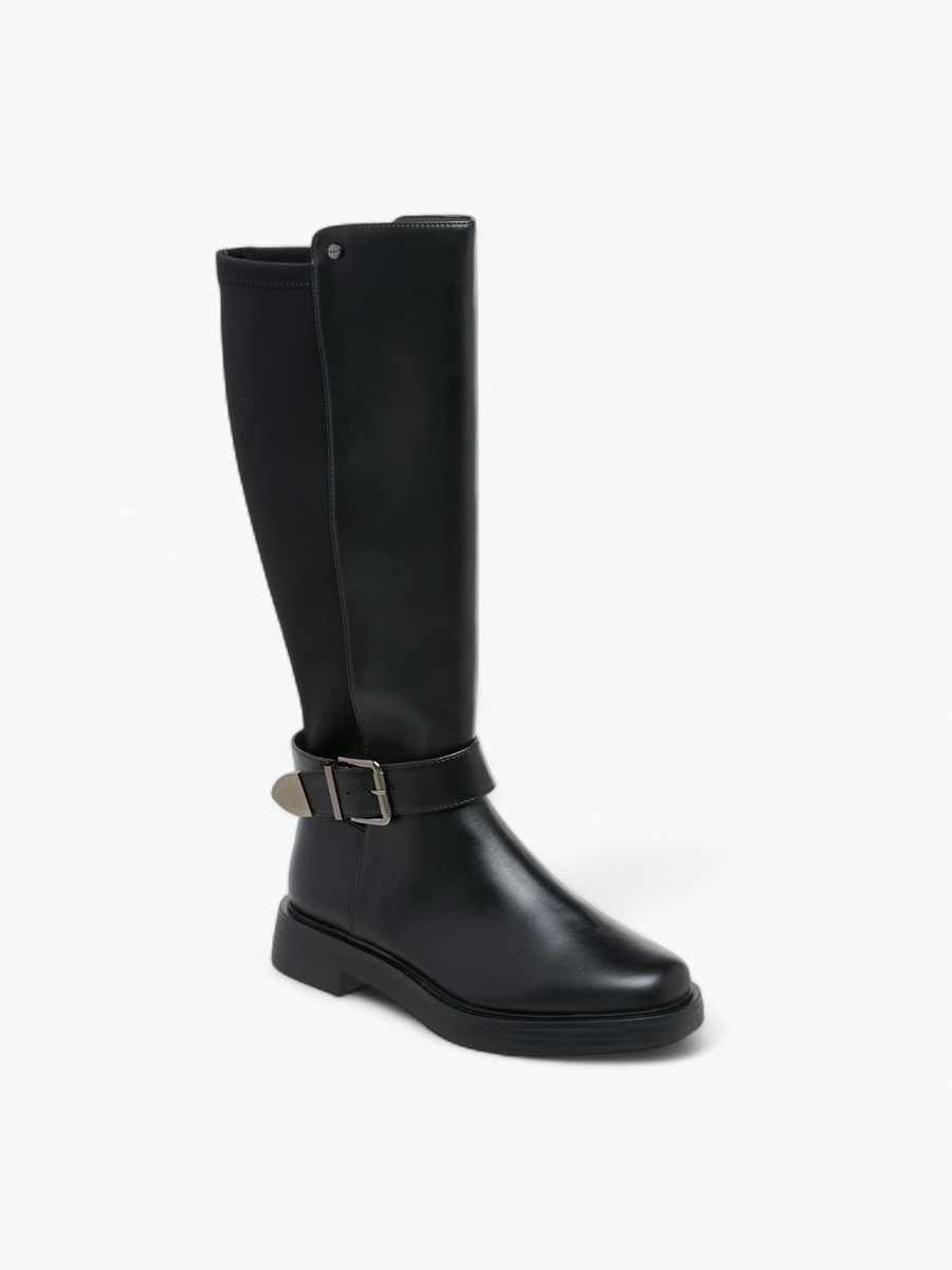 Panelled High Shaft Boots with Zip Closure