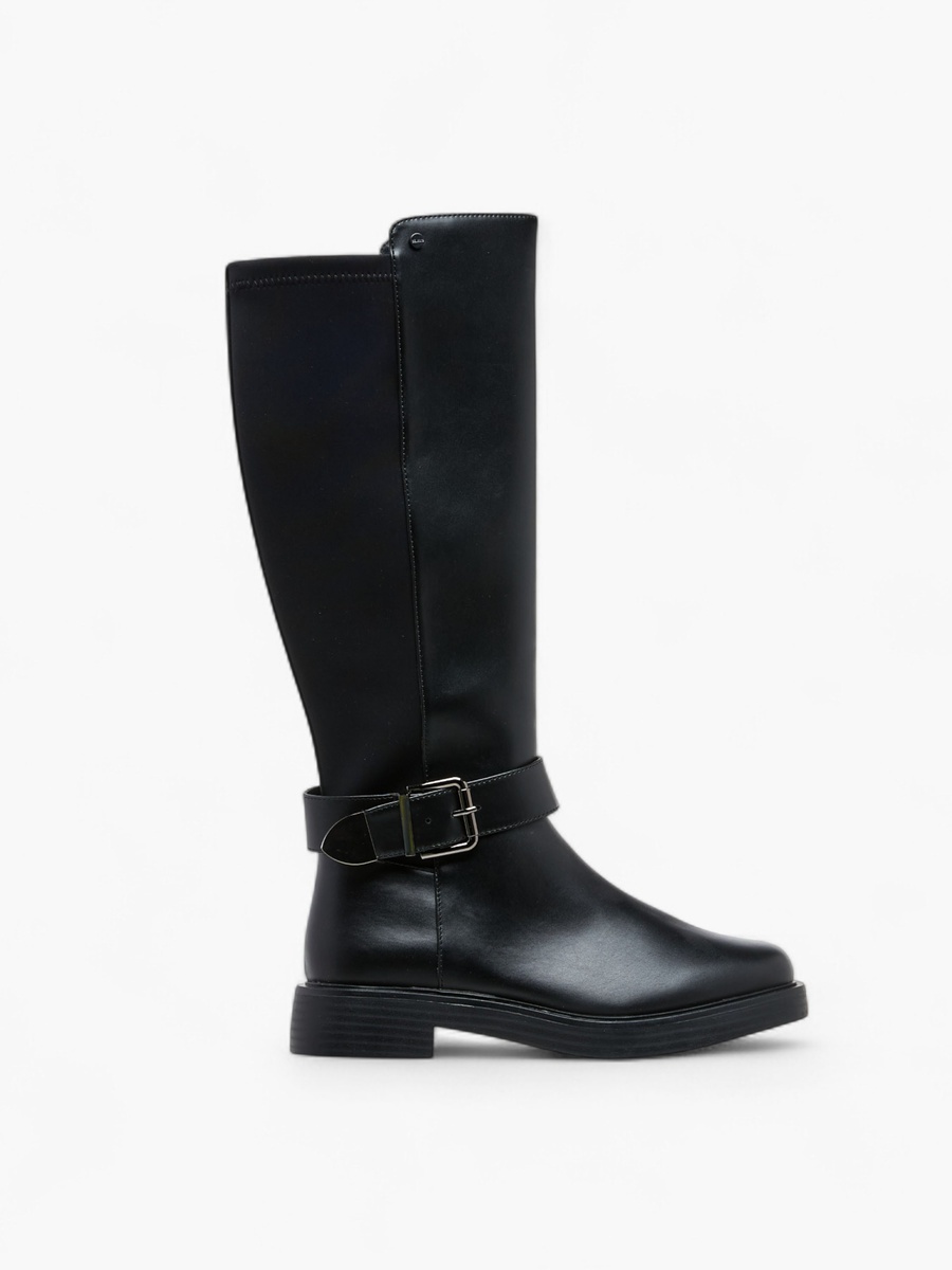 Panelled High Shaft Boots with Zip Closure