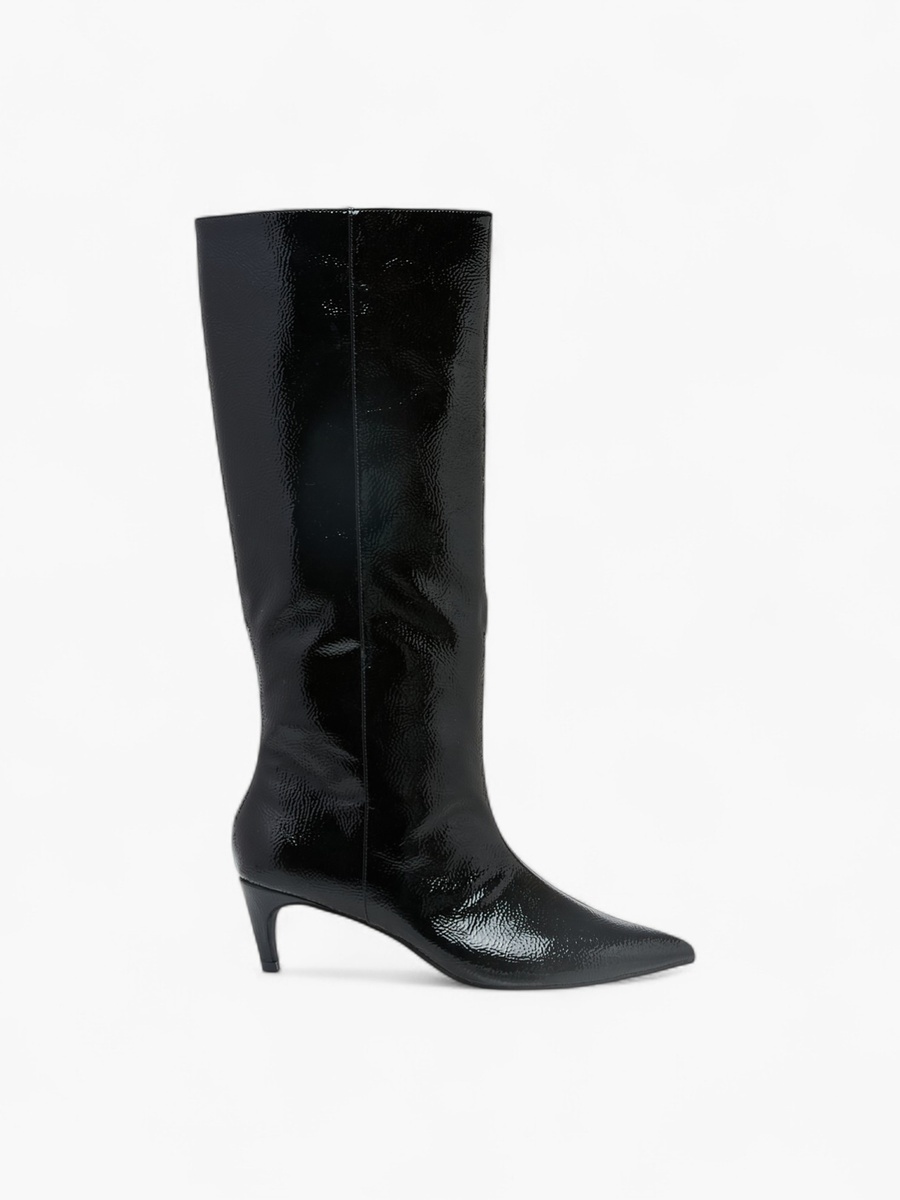 Solid High Shaft Boots with Zip Closure and Stiletto Heels