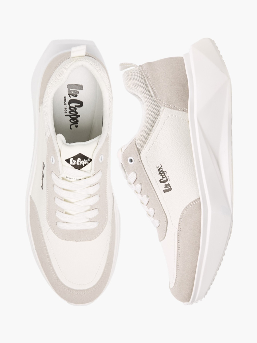 Panelled Lace-Up Sneakers with Pull Tabs