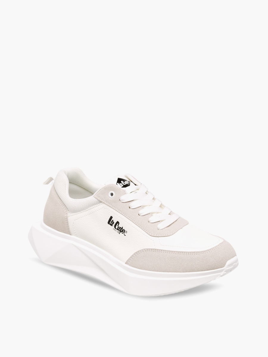Panelled Lace-Up Sneakers with Pull Tabs
