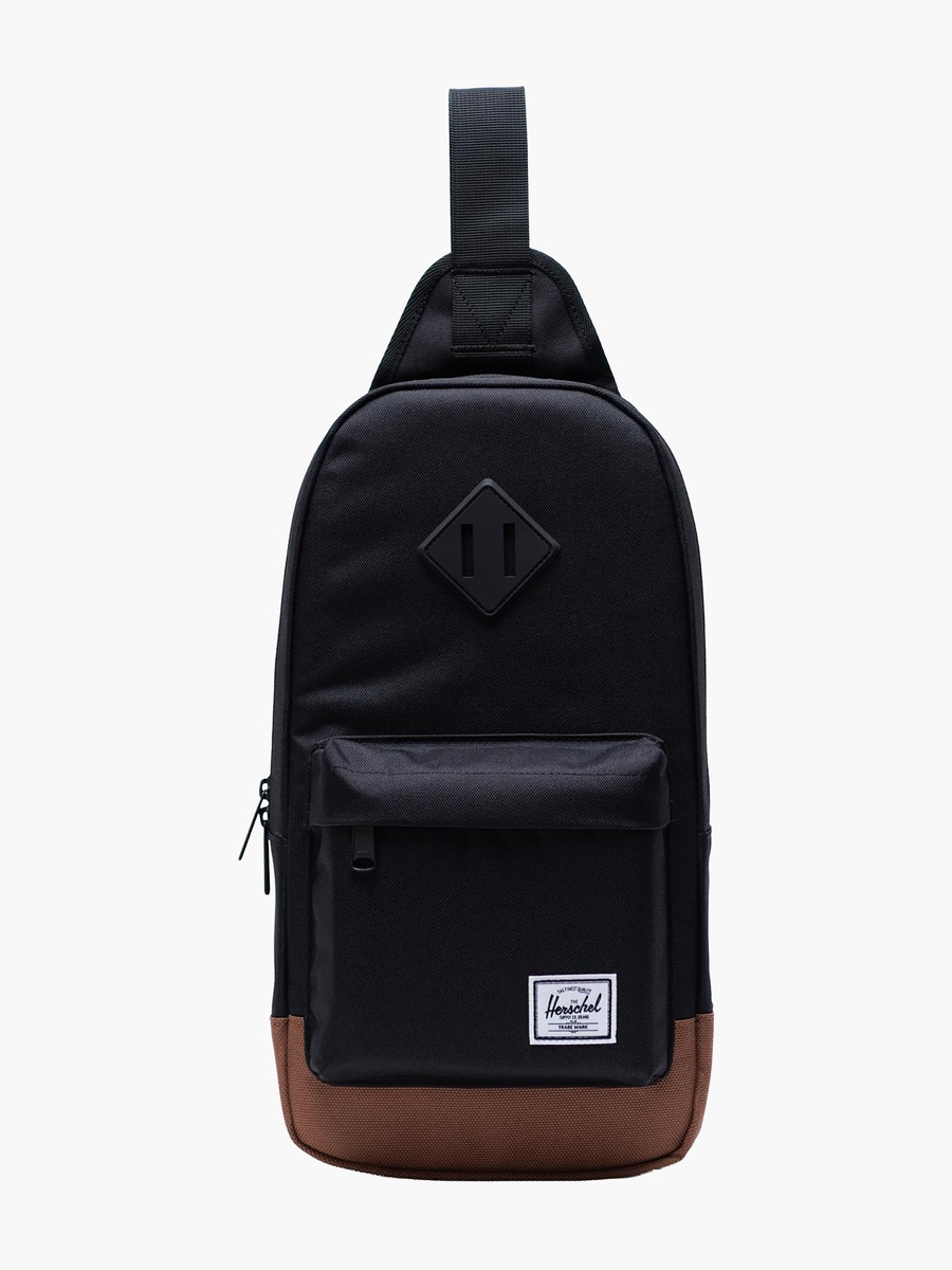 Solid Sling Backpack with Adjustable Strap and Zip Closure - 38x19x8 cm