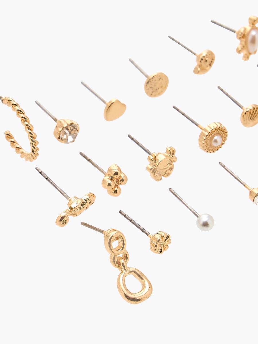 Assorted Metallic Earrings with Pushback Closure - Set of 20