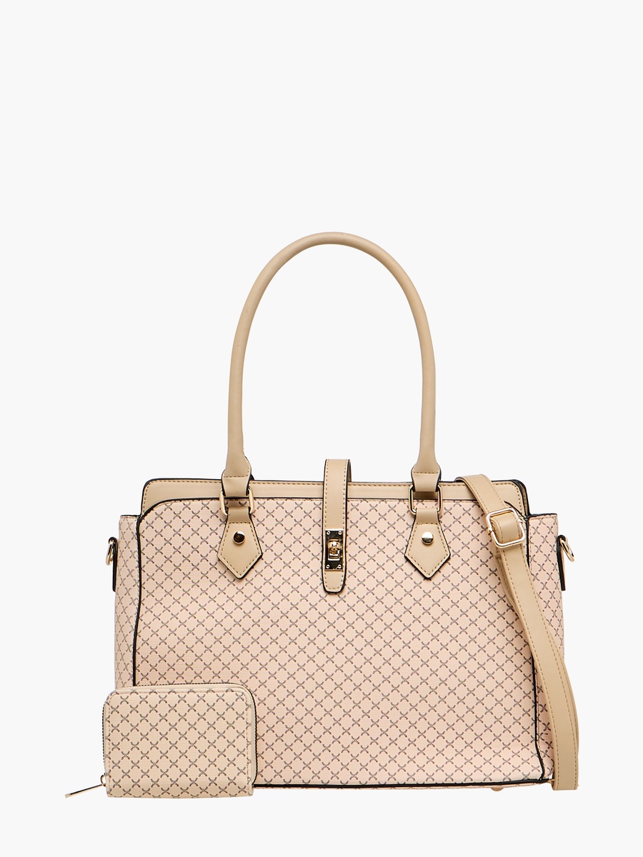 Printed Tote Bag with Detachable Strap and Wallet
