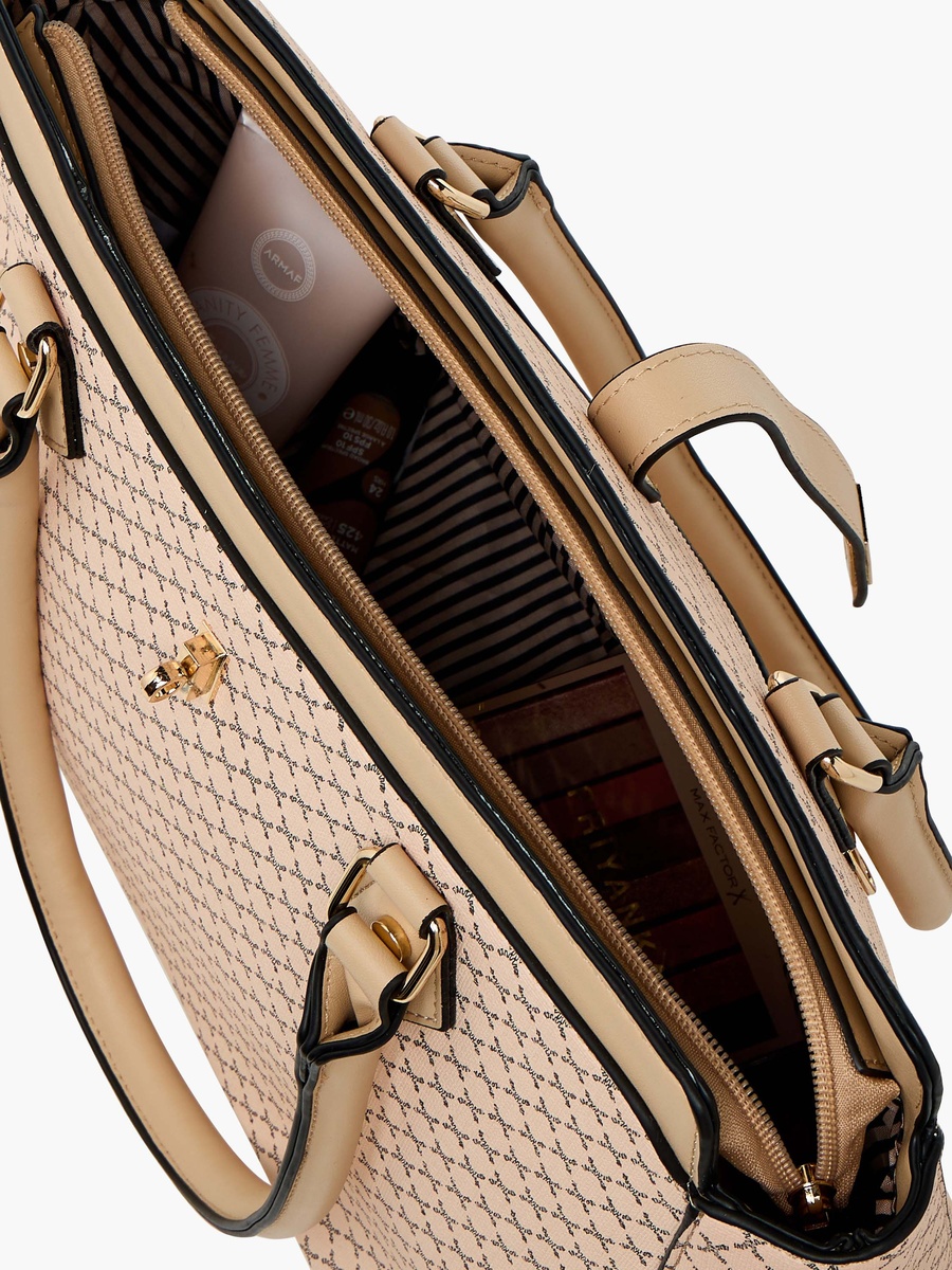Printed Tote Bag with Detachable Strap and Wallet