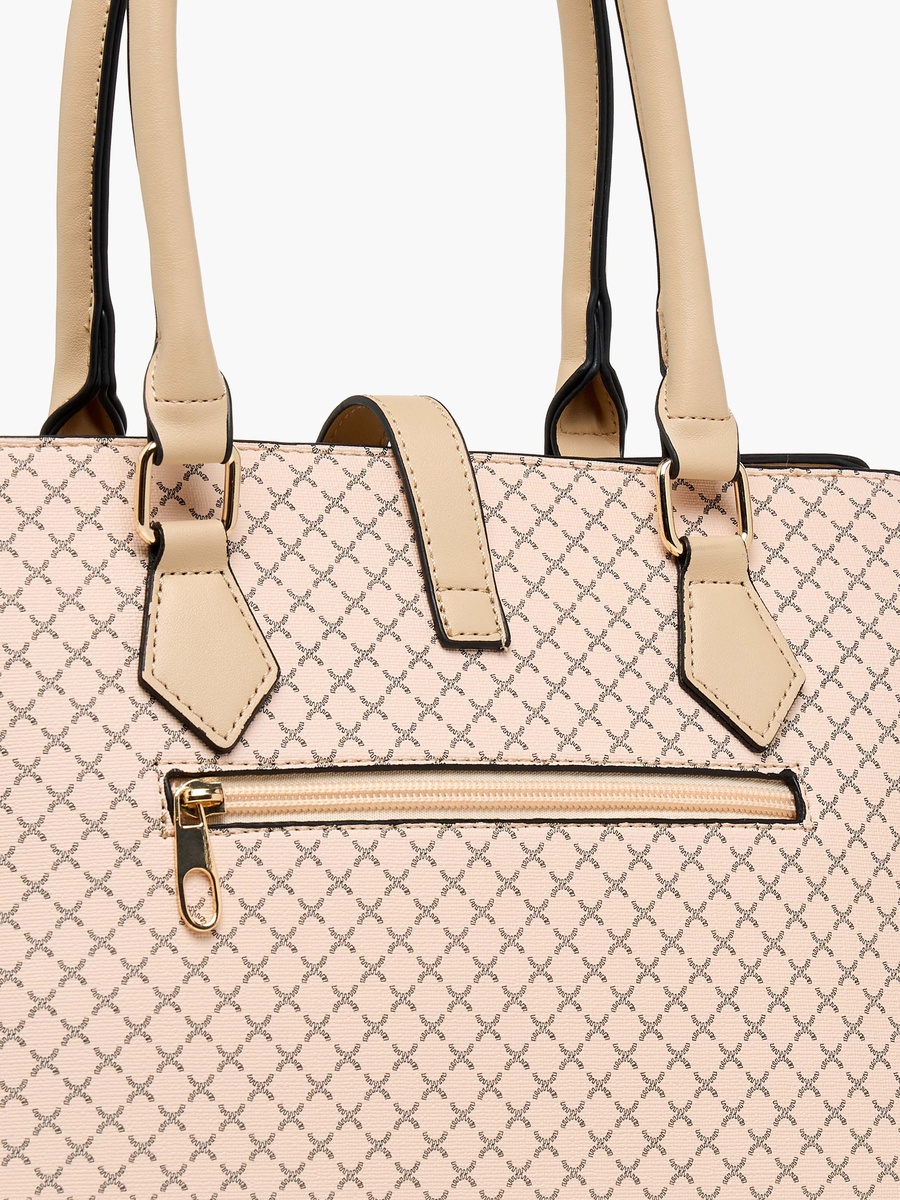 Printed Tote Bag with Detachable Strap and Wallet