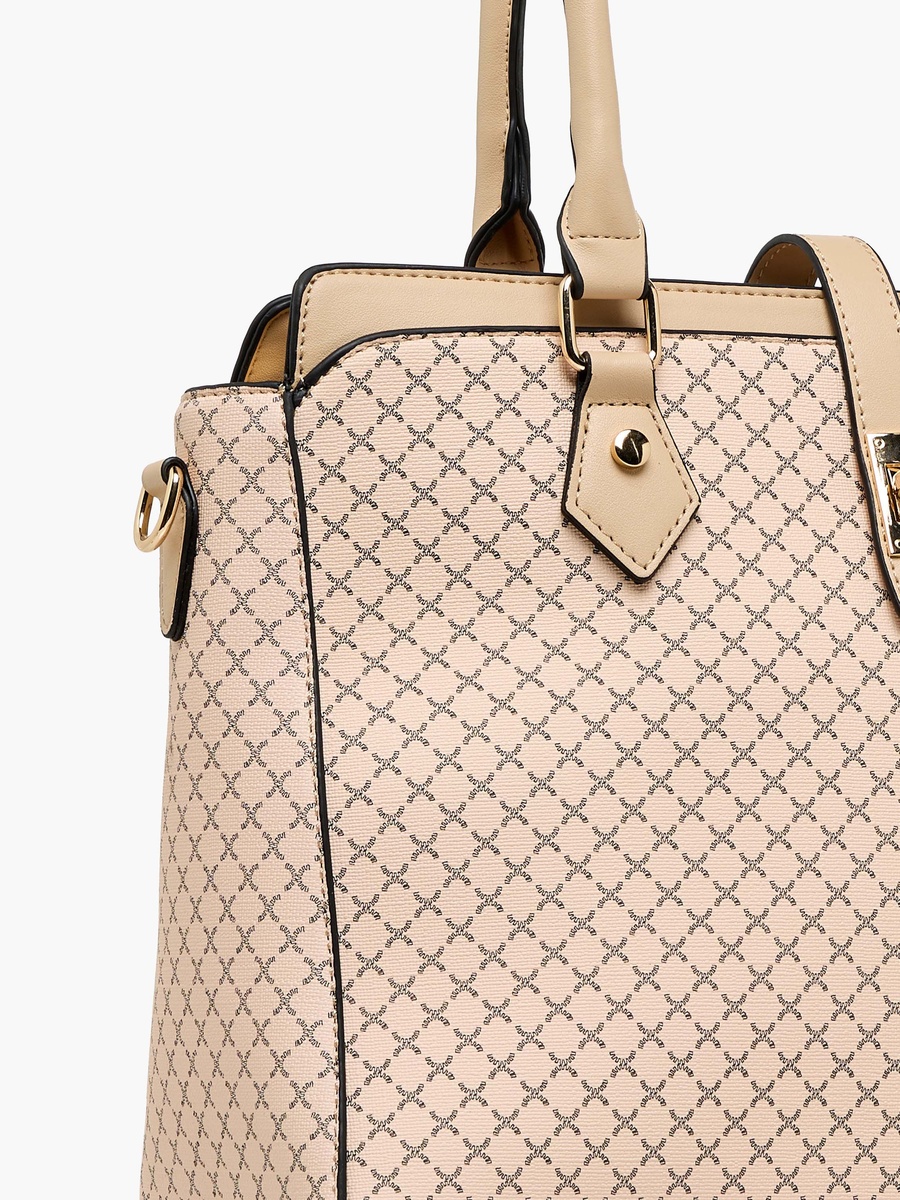 Printed Tote Bag with Detachable Strap and Wallet