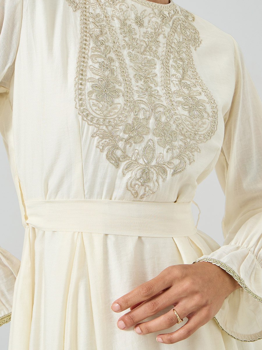 cream embellished maxi dress Long Sleeve Pearl Embellished Maxi Dress Yellow
