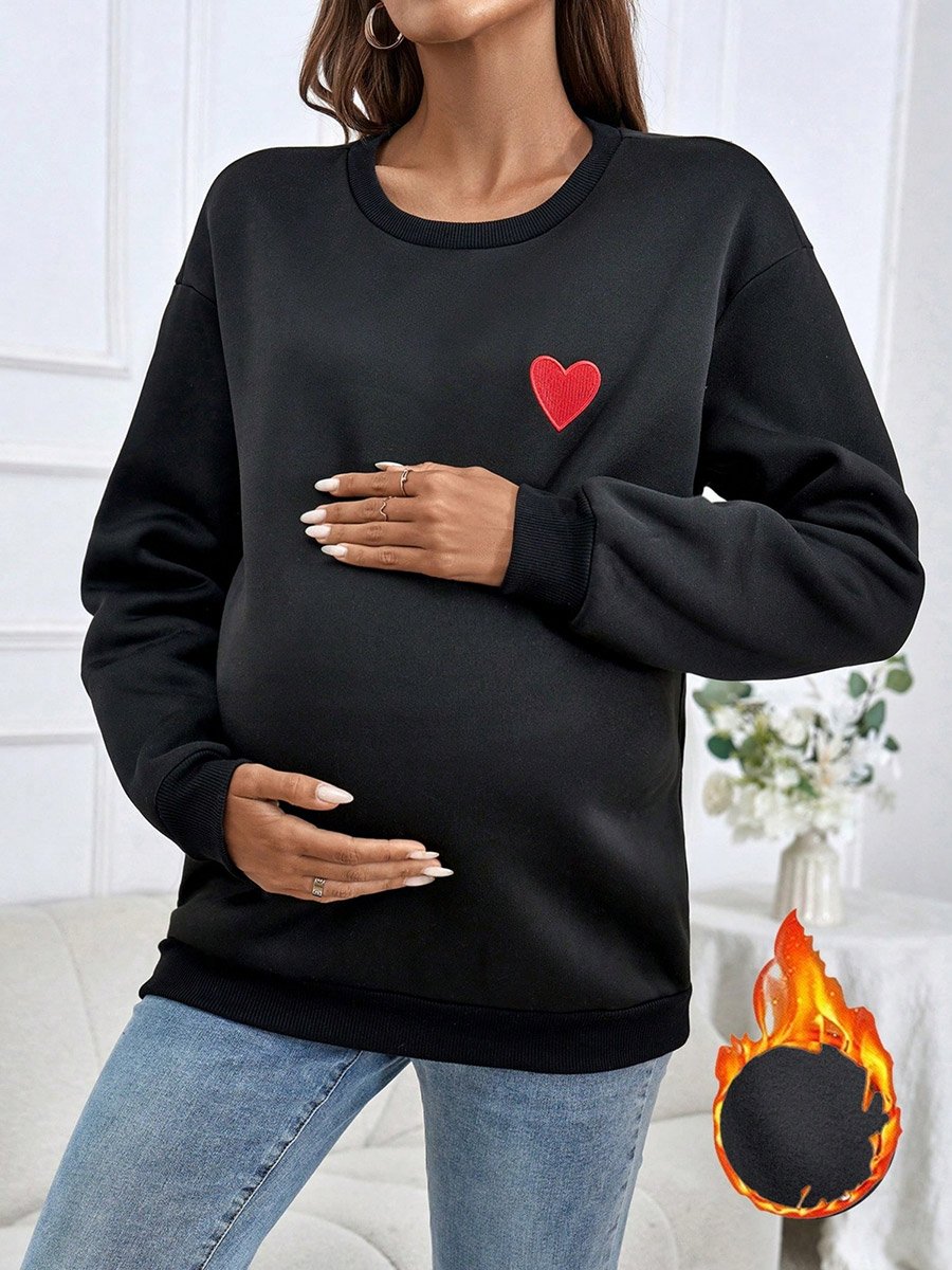 Women Black Sweatshirt with Heart Patch
