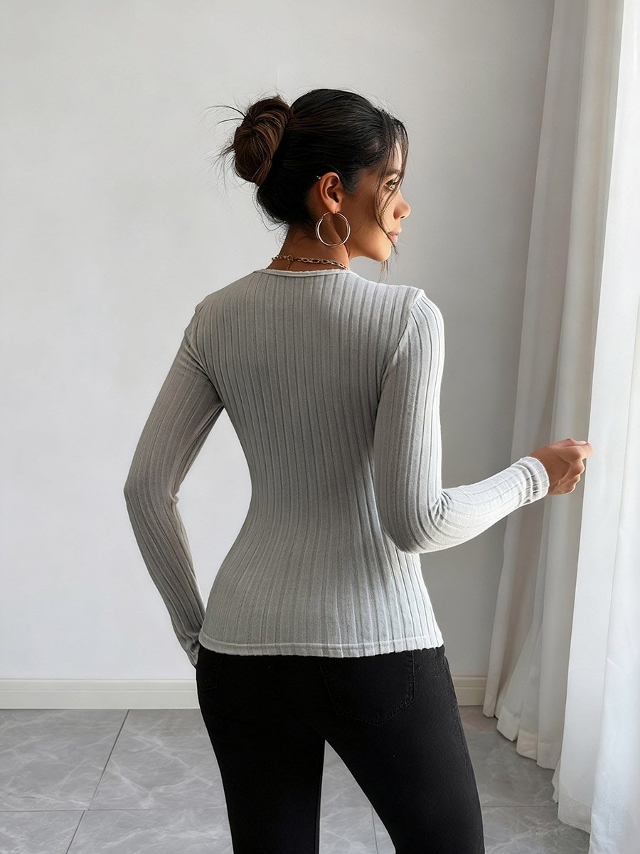 Women Solid Square Neck Ribbed Top