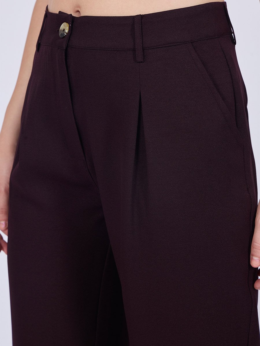 Purple Pleat Detail Wide Leg Pants