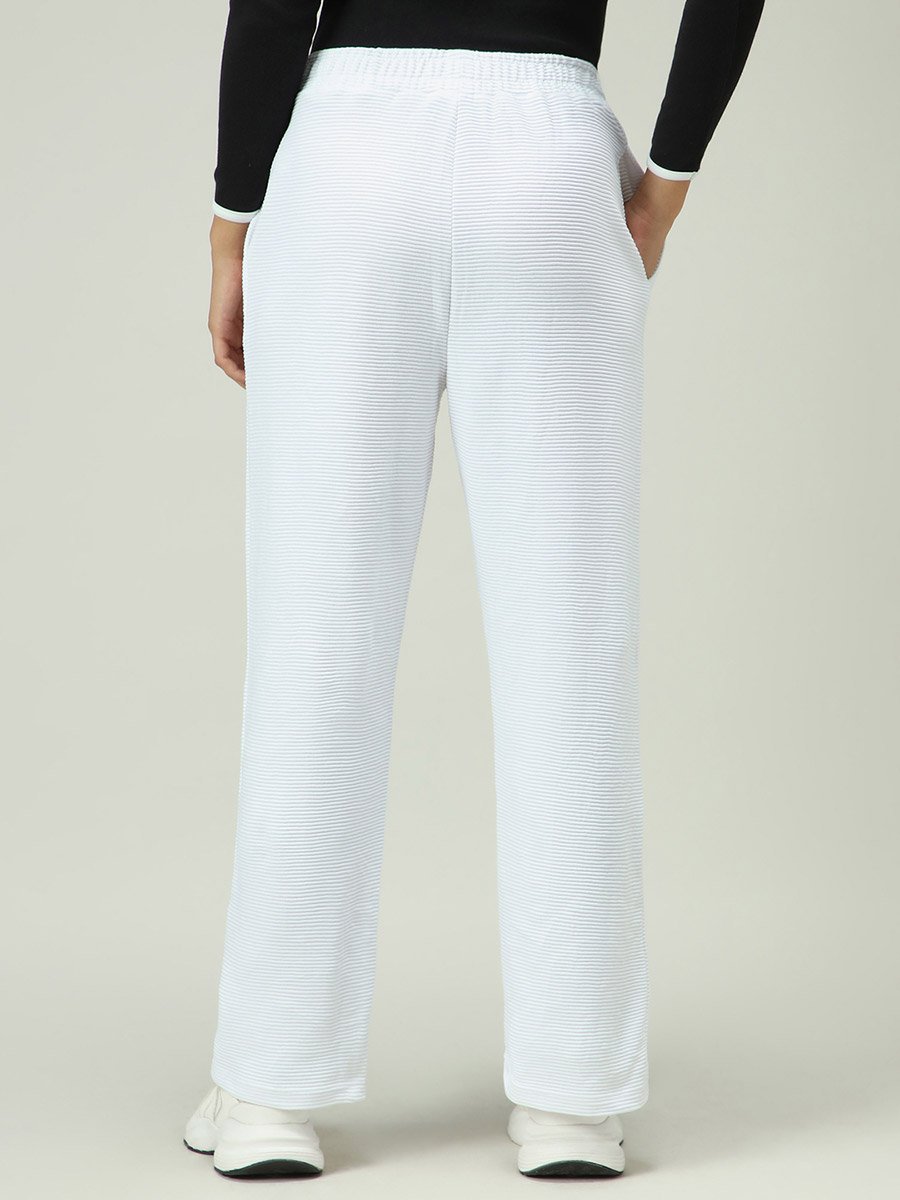 White Textured Solid Pants