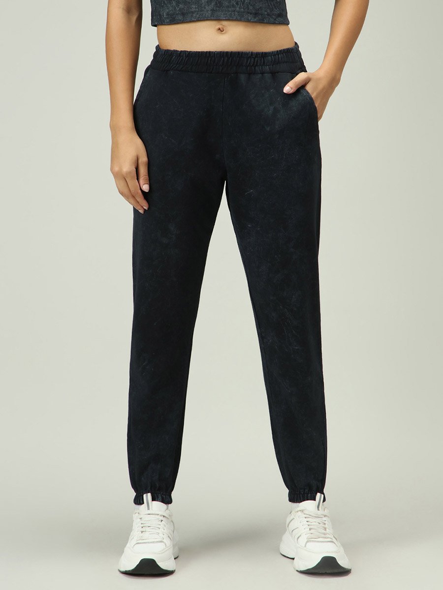 Grey Acid Wash Cuffed Joggers