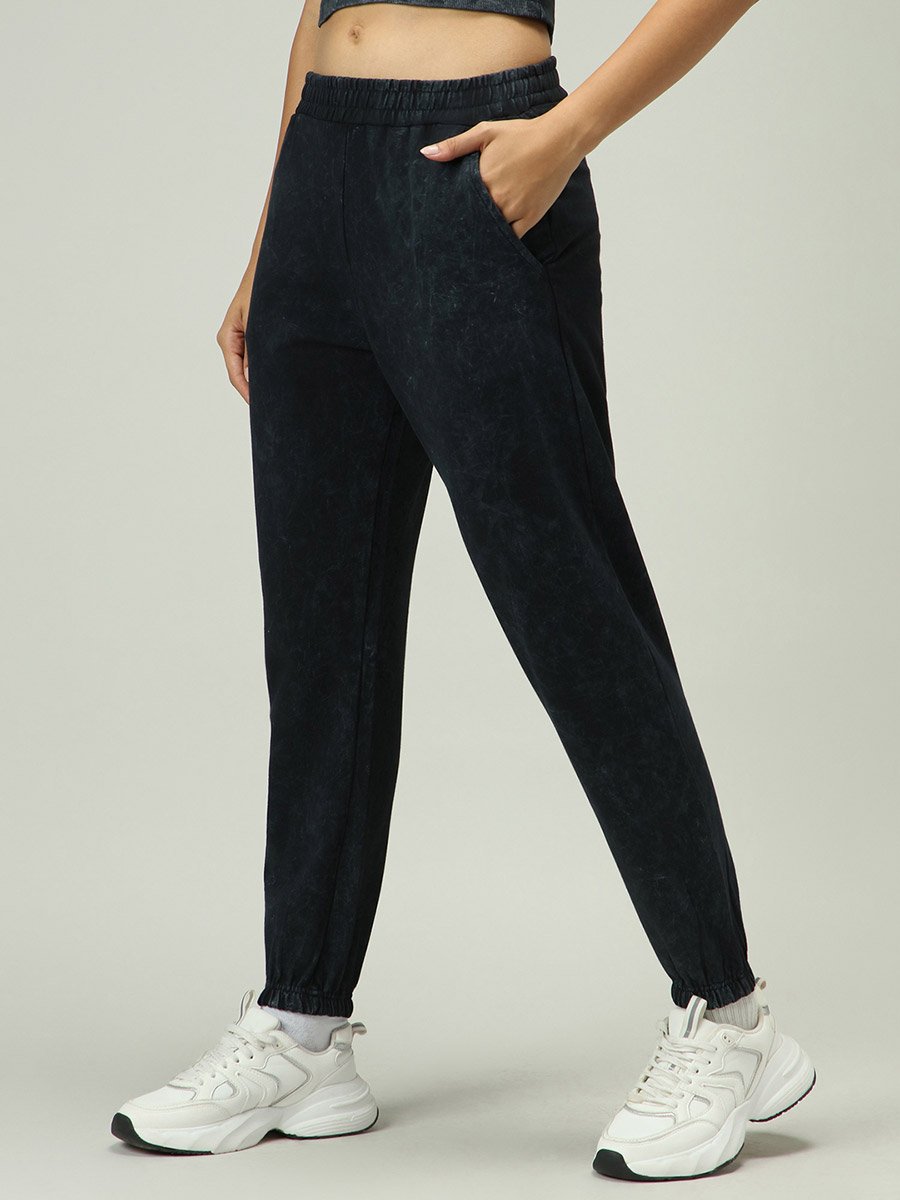 Grey Acid Wash Cuffed Joggers