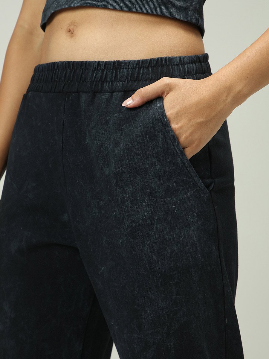Grey Acid Wash Cuffed Joggers