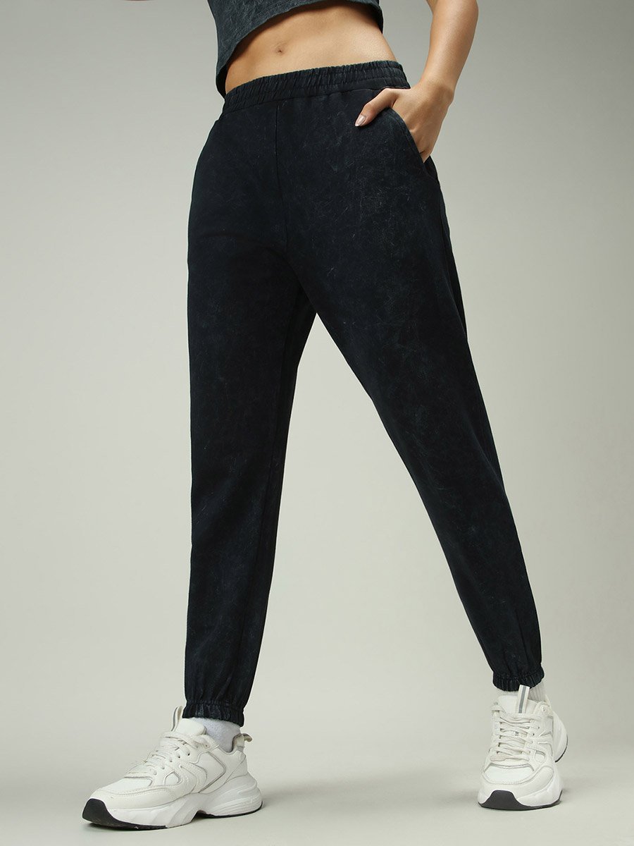 Grey Acid Wash Cuffed Joggers