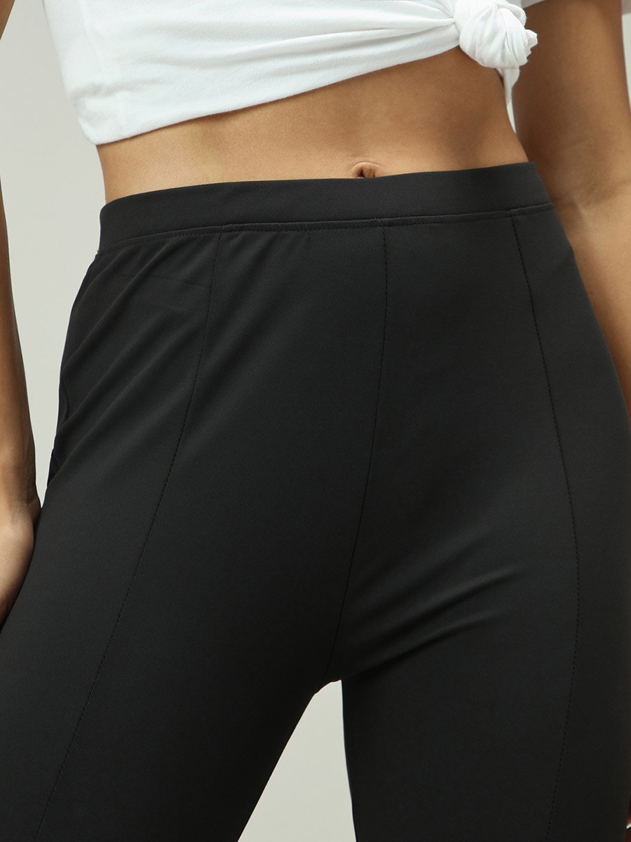 Black Front Slit Leggings