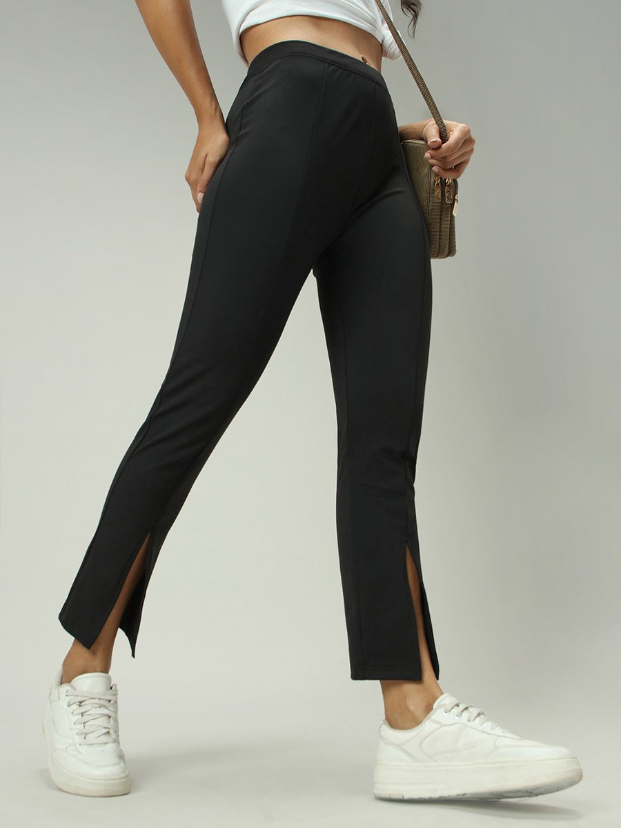 Black Front Slit Leggings