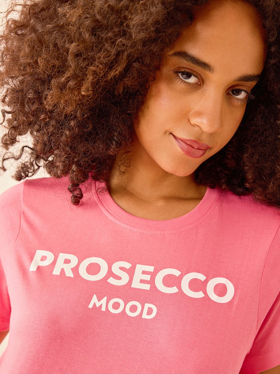 Pink Crew Neck Graphic T-Shirt - 100% Cotton